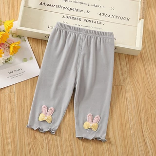 Babyonline(Y214)G1 (ส่งด่วน1วัน)กางเกงเลคกิ้งขายาวสำหรับเด็กผู้หญิงแต่งโบว์น่ารัก ผ้าฝ้าย นิ่ม ใส่สบาย