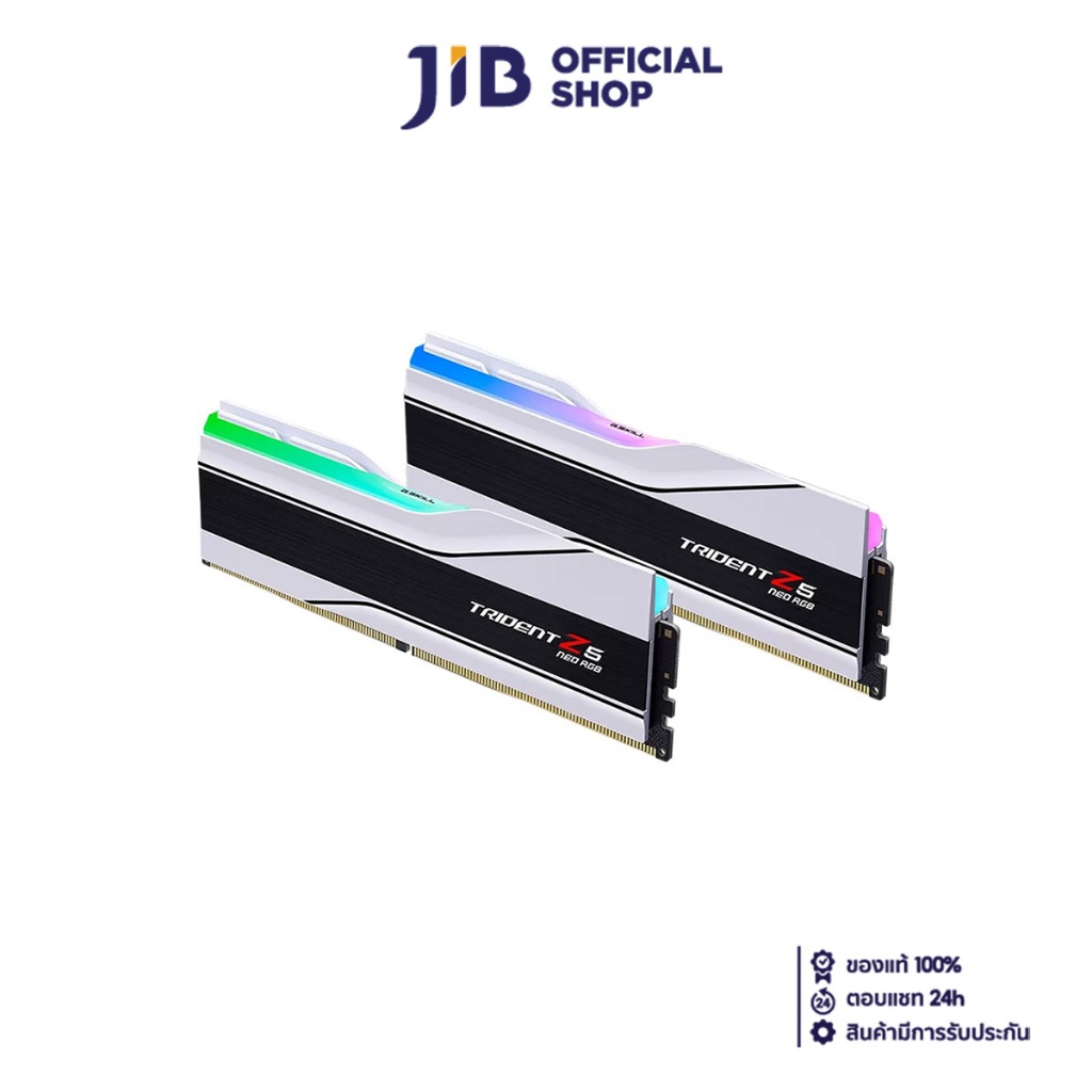 32GB (16GBx2) DDR5 6400MHz RAM (หน่วยความจำ) G.SKILL TRIDENT Z5 NEO RGB (AMD EXPO) (WHITE) F5-6400J3