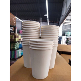 ZX แก้วกาแฟร้อน แก้วกระดาษ 8 ออนซ์ สีขาวล้วน มีหูจับ/ไม่มีหูจับ บรรจุ 50 ชิ้น