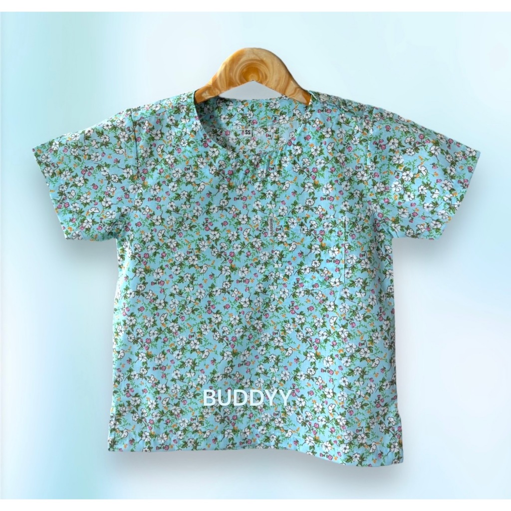 (ส่งด่วนภายใน1วัน)เสื้อไทยเด็ก ชุดไทยเด็ก งานโรงเรียน สงกรานต์ คอกลมลายดอกเล็ก  สีพาสเทลน่ารัก