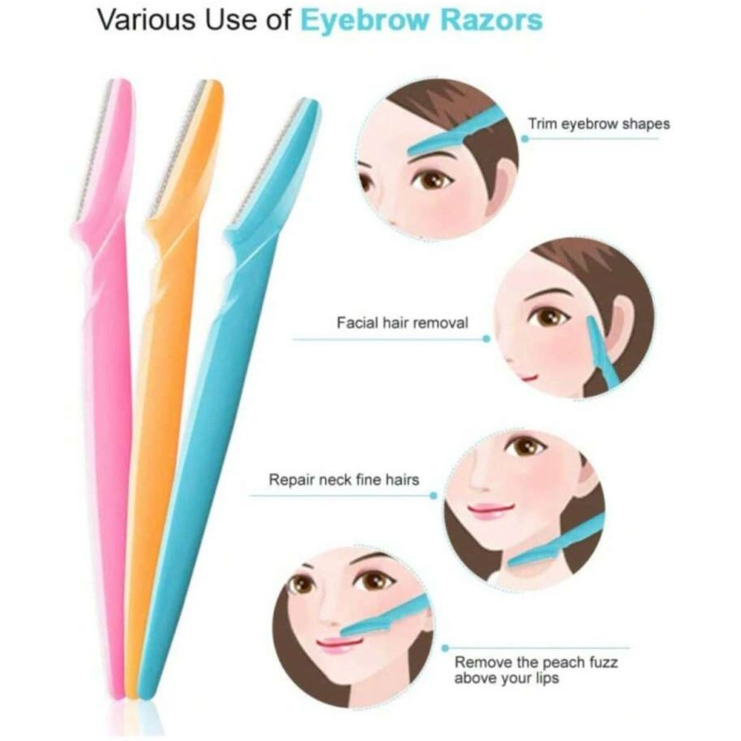 มีดโกนกันคิ้ว (เชต 3 อัน) สุ่มสี มีดโกน โกนหนวด อเนกประสงค์ ใบหน้า มีดโกน ใบหน้า เส้นผม มีด เครื่องมือแต่งหน้า