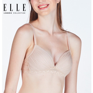 ELLE lingerie Moulded bra ยกทรงไร้โครงเต้าสามเหลี่ยมแต่งพลีท…