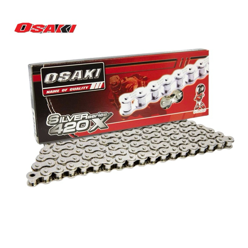 โซ่ เลส Osaki เบอร์ 420 มีหลายขนาด 100L, 104L, 106L, 108L, 112L, 120L, 126L ชุปโครเมี่ยม แข็งแรง คุณภาพดี มอเตอร์ไซค์