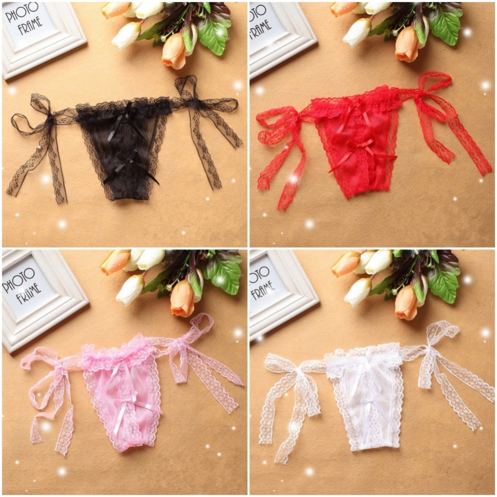กางเกงในลูกไม้ จีสตริง หลายสี ผูกเชือกผูกโบว์ทั้งสองด้าน สไตล์กลวงเซ็กซี่ ส่งไวจากไทย1-3วัน ราคา ถูกที่สุด ดีลบีเคเค แกลเลอรีภาพที่ 2