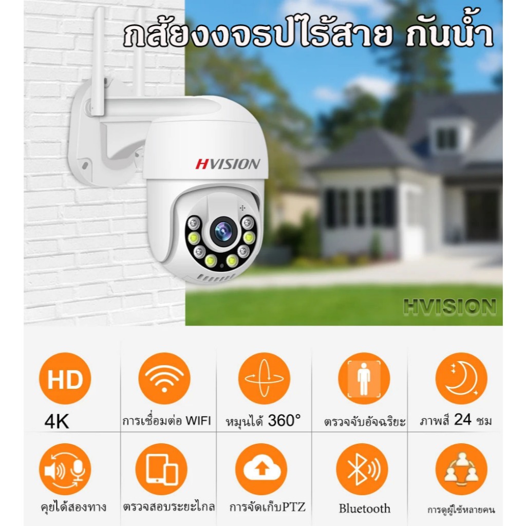 ล้องวงจรปิด 5G 8ล้านพิกเซล PTZ WIFI ip camera HD 4K กล้องวงจรปิดไร้สาย ภาพคมชัด กล้องกันน้ำ​ outdoor