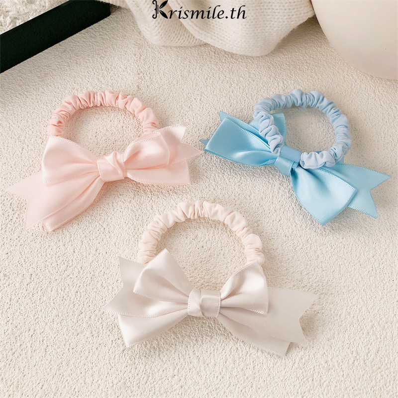 COD-ในไทย ยางรัดผมประดับโบว์ สีครีม น่ารักหวาน Insสไตล์เกาหลี นักเรียนสำหรับผู้หญิง เครื่องประดับผมแฟชั่นความยืดหยุ่นสูง