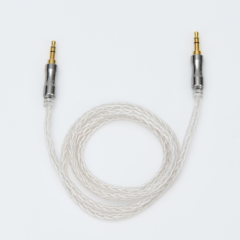 สาย AUX 3.5mm แกนชุบเงินมีความบริสุทธิ์สูง หัวชุปทอง ยาว 1m