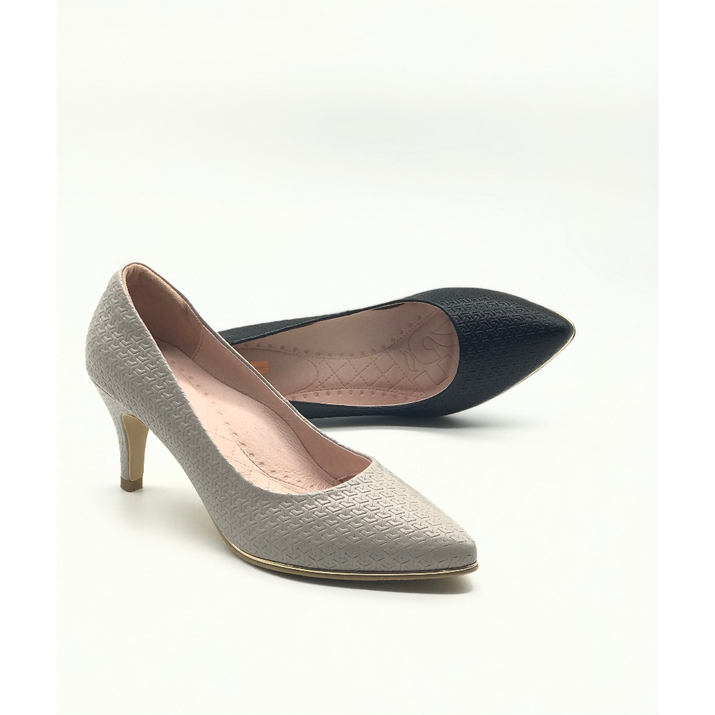 Eastman Leather Pattern Pumps, Black/Grey