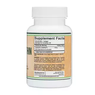 ต้านอนุมูลอิสระผิวโกลว์ Double Wood Astaxanthin 12mg 60 Softgels (No.2136)