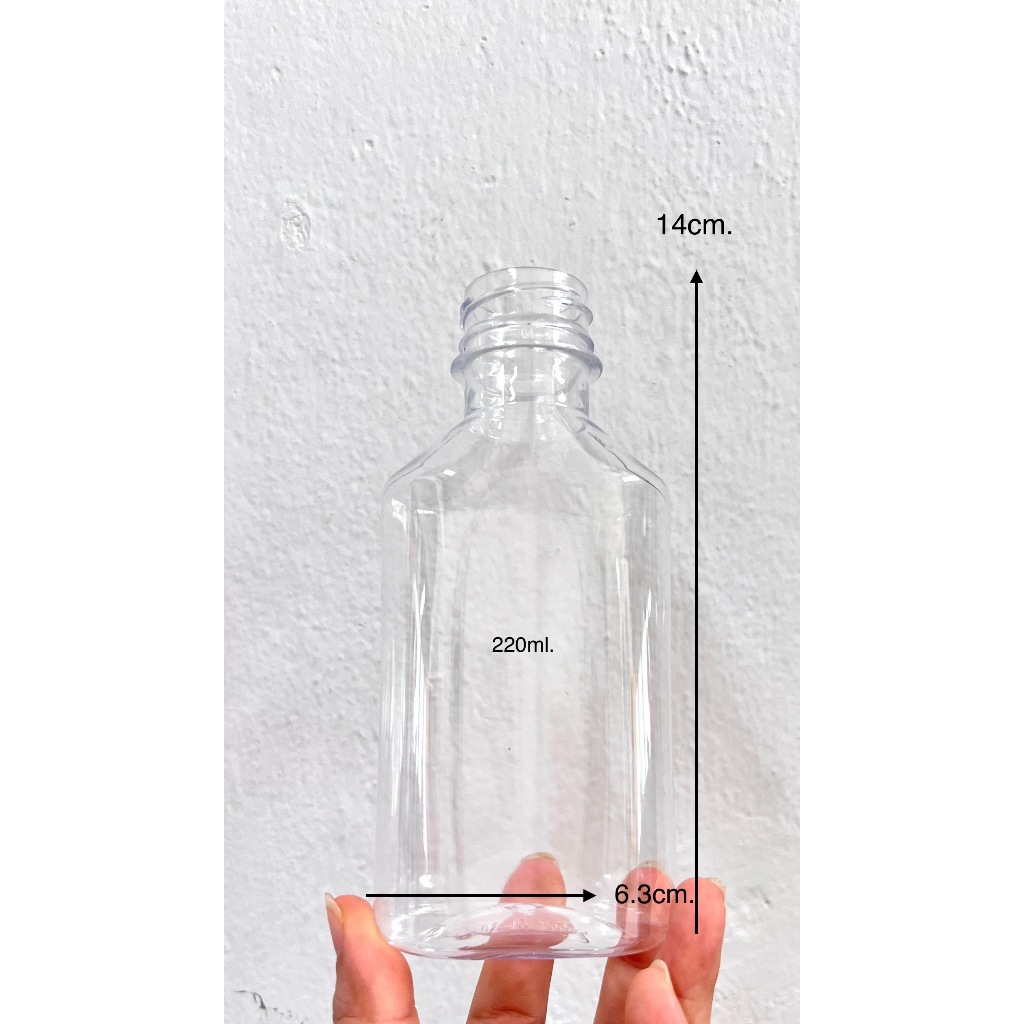 ขวด PET 220ml.ทรงเเบนเรียบ/200 ml.ทรงกั๊ก พร้อมฝา ปาก30มิล 1ชุด15ขวด(ฝาขาว/ฝาดำ)ยี่ห้อKNP