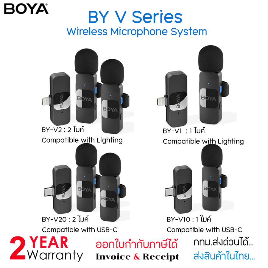 BOYA BY-V Series V1/V2/V10/V20 ไมโครโฟนในตัวรอบทิศทางสำหรับการรับเสียง 360° ตัดเสียงรบกวนได้ดี