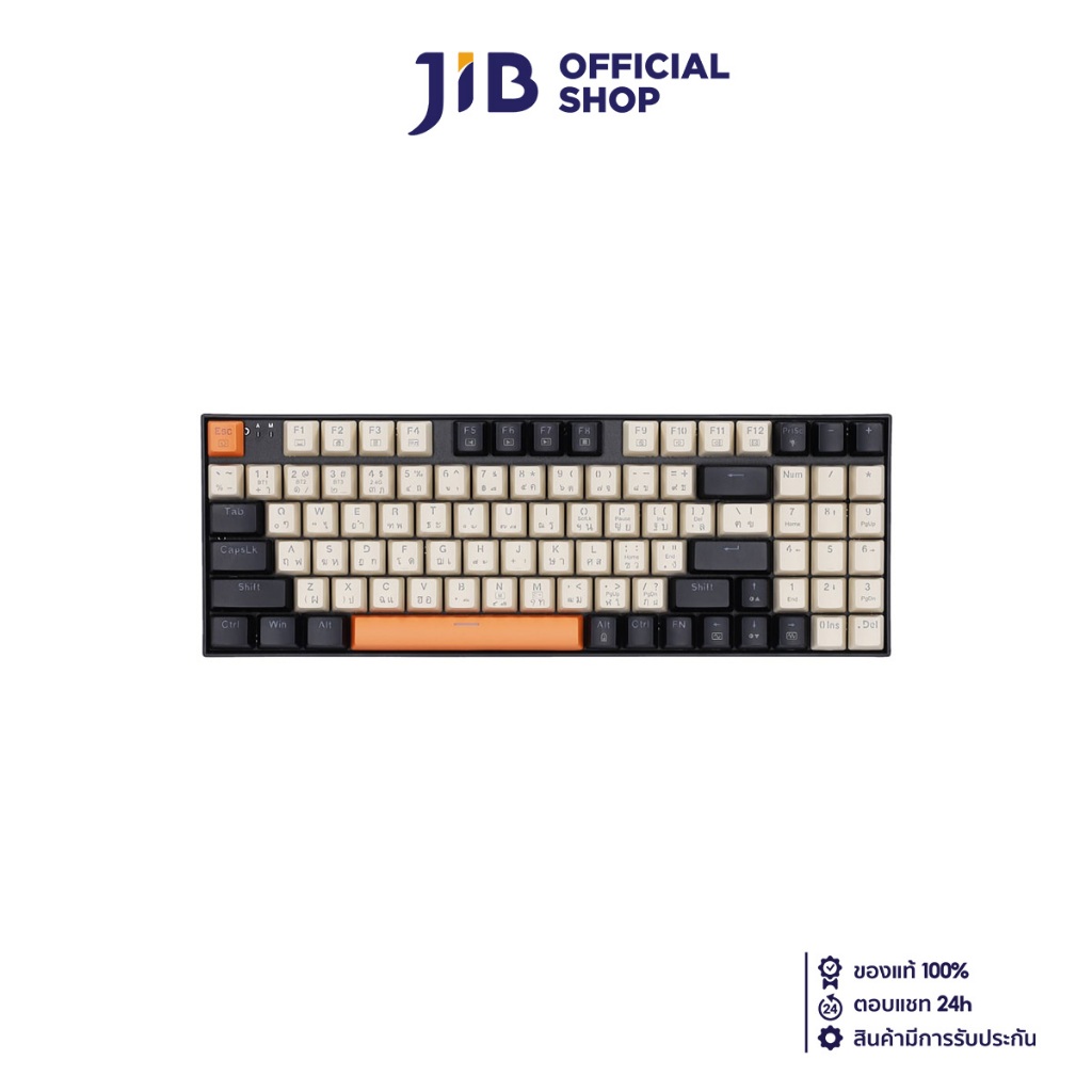 WIRELESS KEYBOARD (คีย์บอร์ดไร้สาย) REDRAGON K669 ZIGGS PRO (BLACK-WHITE-ORANGE) (RED SWITCH RGB EN/