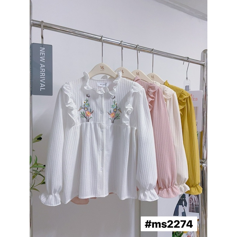เสื้อแขนยาวอกฟรีไซซ์ถึง 44 ผ้านิ่มใส่สบาย ปักลายดอกไม้