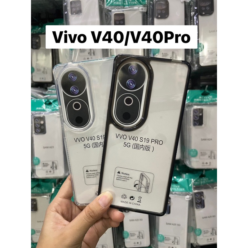 [ส่งจากไทย] เคสโทรศัพท์ เคสสำหรับ Vivo V40 /V40Pro เคส กันกล้อง ขอบนิ่มหลังแข็ง เคสกันกระแทกหลังใส ขอบดำ,ขอบใส