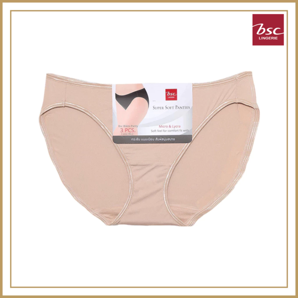 BSC Lingerie Panty กางเกงในเบสิค ทรงบิกินี่ แพค 3 ชิ้น รุ่น BU3624