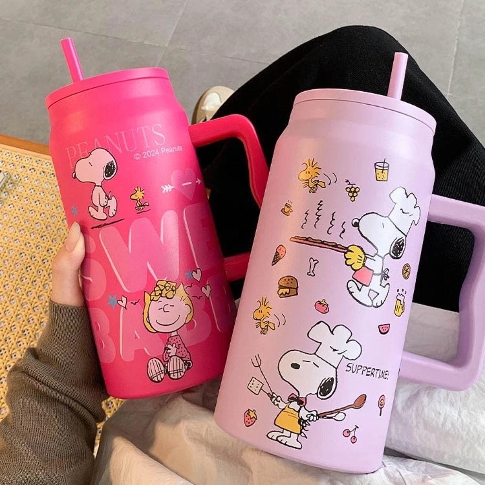 แก้วเก็บอุณหภูมิ Snoopy มีฝาและหลอดให้ครบเซ็ท แก้วสแตนเลส เก็บความเย็น ความจุ1500ml🌟