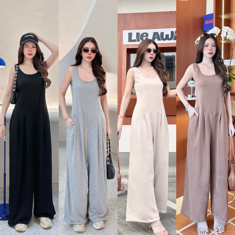 พร้อมส่ง♡RULE Korea jumpsuit♡ จั๊มสูทขายาว ทรงสวย ผ้าทิ้งตัว ไม่ย้วย ใส่สบายไม่ร้อน sheeny