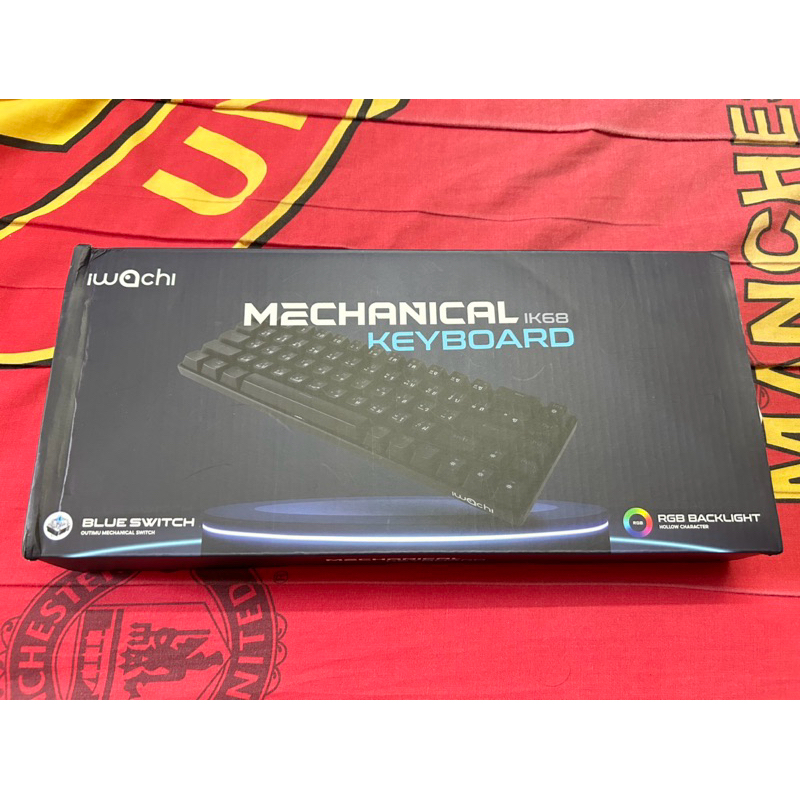 Iwachi IK-68 คีย์บอร์ดเกมมิ่ง สีขาว 68 คีย์ Red+Blue Switch (แถม Red Switch ให้ 70 ตัว-Outemu) มือ 2