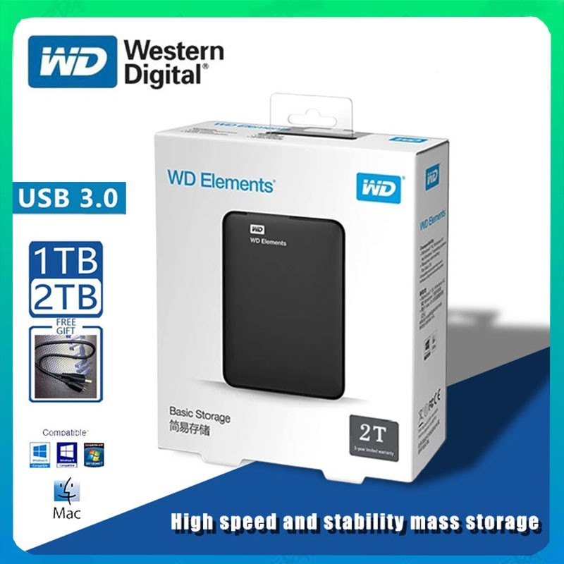 WD HardDisk External 1TB 2TB HDD USB3.0 2.5" External Hard Disk ฮาร์ดไดรฟ์ภายนอก ฮาร์ดดิสก์แบ Hard Drives