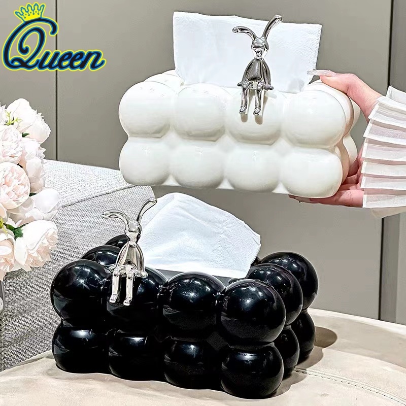TISSUE BOX กล่องทิชชู่สีครีม น้ำหนักเบา พกพาสะดวก แข็งแรงทนทาน ขนาดกะทัดรัด ประหยัดพื้นที่ เครื่องประดับเดสก์ท็อป