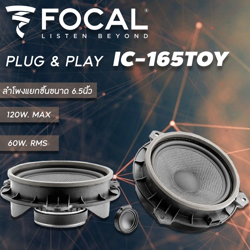 ประกันเว็บไซต์ ลำโพงติดรถยนต์ FOCAL Plug & Play IC-165TOY ขนาด 6.5นิ้ว ประกันเว็บไซต์ Focal 1ปี