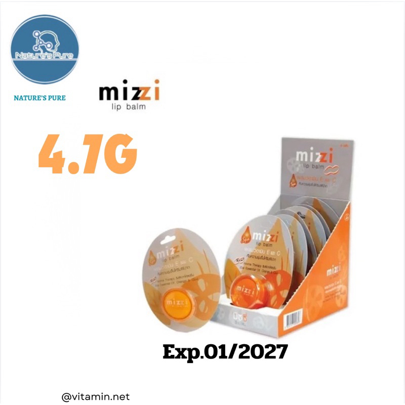 Mizzi Lip Balm มิซซี่ ลิปบาล์ม ผสมวิตามิน E และ C 4.7 กรัม [1 ตลับ]