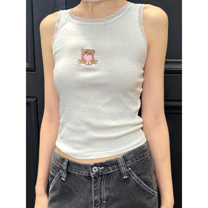(พร้อมส่ง) BrandyMelville Ronnie Teddy Bears Tank เสื้อแทงค์ท็อป เสื้อสายเดี่ยว ของแท้จากช็อป