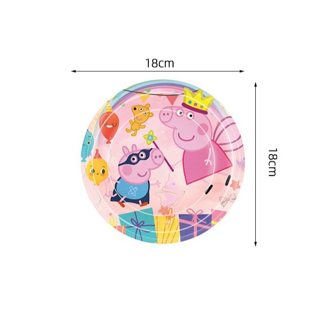 ปาร์ตี้วันเกิด เป๊ปป๊าพิก หมู จานกระดาษ แก้ว ทิชชู่ ตกแต่งโต๊ะอาหาร Peppa Pig Table set Happy birthday Decoration