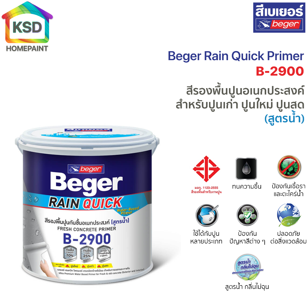 สีรองพื้นปูนอเนกประสงค์สูตรน้ำ BEGER รุ่น B-2900 สีขาว