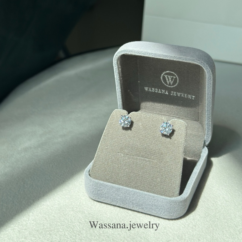 wassana.jewelry ต่างหูเพชรกลมรุ่นปานใจ 1กะรัต(6mm)
