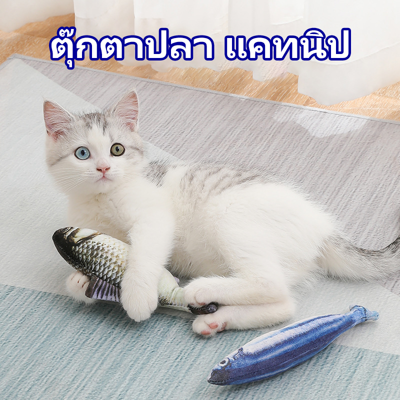 🐶พร้อมส่ง😺🐟Fish Doll ปลาแคทนิป ของเล่นแมว ตุ๊กตา ปลาแมวฟิน ขนาด 20 ซม. ตุ๊กตาปลาแคทนิป ของเล่นแมวและสุนัข