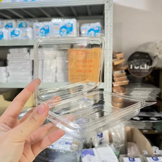 กล่องเหลี่ยมใส E-83 กล่องขนมไหมฟ้า บรรจุ 50 ใบ/แพ็ค ฝาล็อค กล่องใส่ขนมเบเกอรี่/ใส่อาหาร E83 เอแคลร์ กล่องขนมไทย