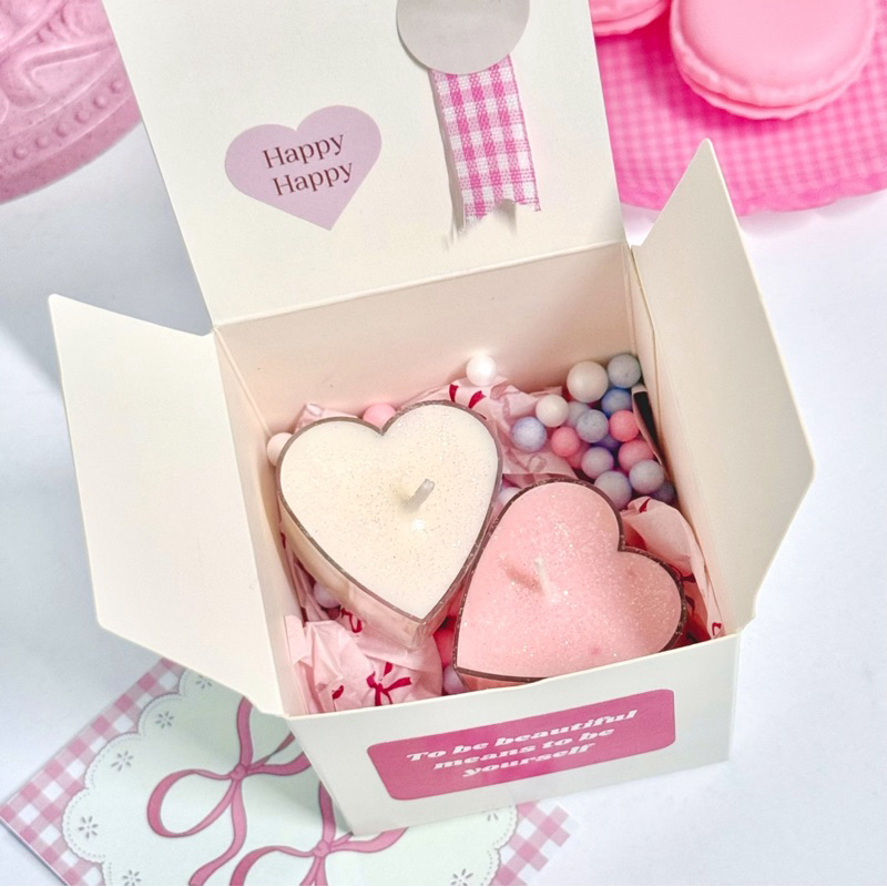 Smellsocute | mini heart set เทียนหอมหัวใจ2ชิ้น เลือกกลิ่นได้ ของขวัญพร้อมส่ง