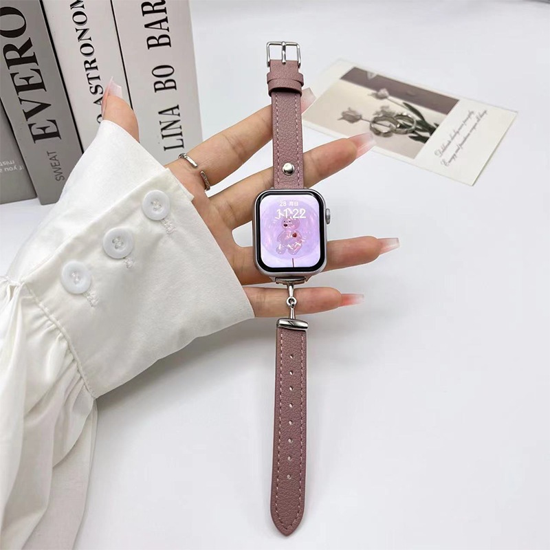 สายหนังชนิด T เหมาะสำหรับ ultra 49mm46mm45mm44mm42mm41mm40mm38mm iwatch series 10 9 8 7 6 SE 5 4 3 2 1 lambskin สายโลหะ