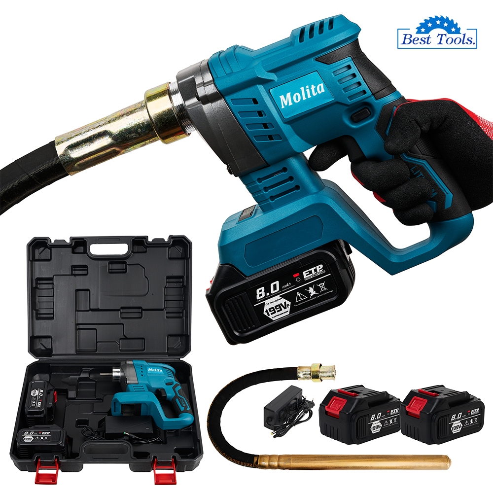 MOLITA เครื่องจี้ปูนไร้สาย 199V แบตเตอรี่ 2 ก้อน เครื่องจี้ปูน เครื่องจี้ปูนคอนกรีต เครื่องจี้คอน พร้อมสายจี้ปูน 1 เมตร