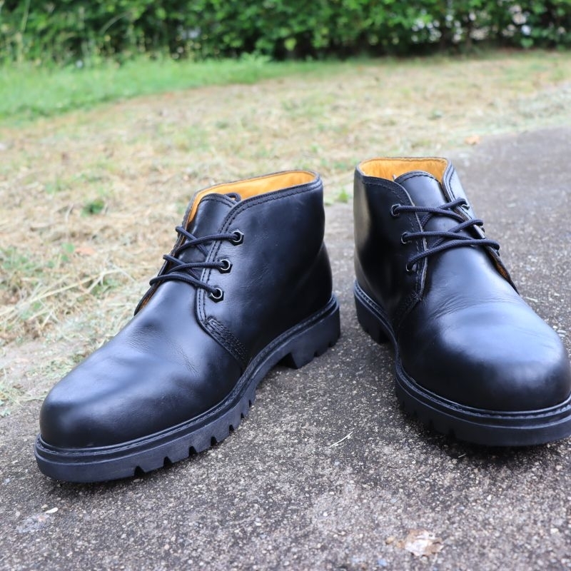 44eu 27.5-28cm.ส่งฟรี Havana Joe Chukka Ankle Boots Black Leather 0201-C Spain Distressed Authentic