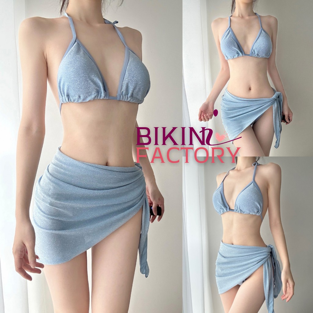 BIKINI FACTORY ชุดว่ายน้ำเซ็ต ชุดว่ายน้ำไปทะเล บิกินี่เซ็ต3ชิ้น เนื้อผ้ายืดหยุ่น ใส่สบาย มีของพร้อมส่ง BK-147