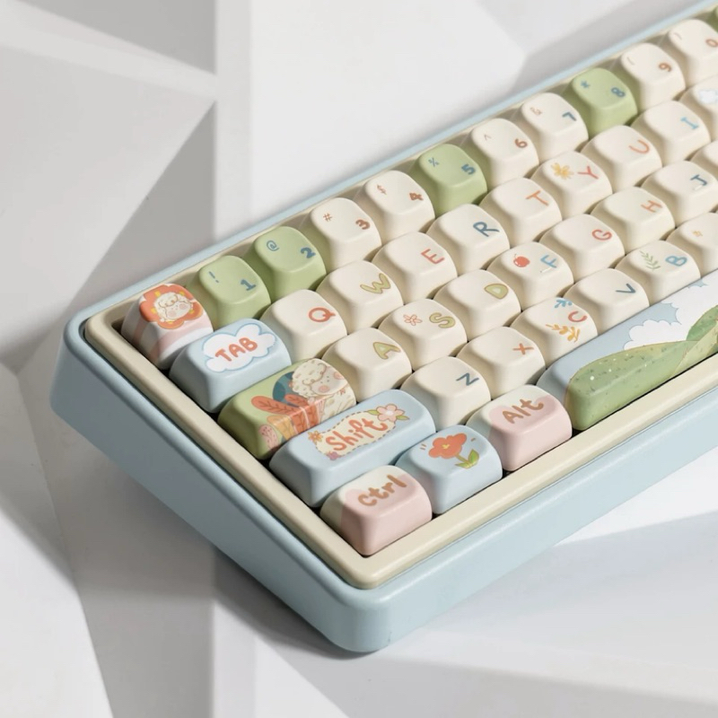 ❗️พร้อมส่งจากไทย🇹🇭❗️| KEYCAP PBT XOA/FOA/MDA 141 keys คีย์แคปน่ารักๆ ตกแต่งคีย์บอร์ด (Sheep Picnic K