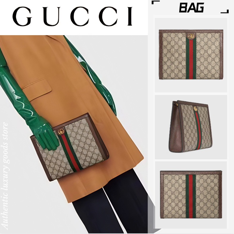 Gucci Ophidia series คลัทช์/สไตล์คลาสสิก/กระเป๋าโทรศัพท์มือถือ/กระเป๋าใส่เหรียญ/ของแท้100%