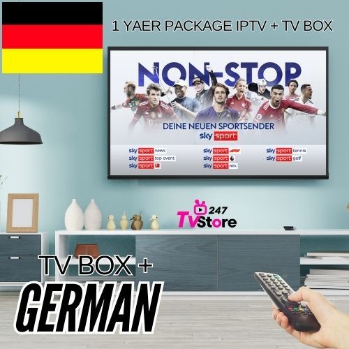 กล่อง Android TV พรีเมียม + ช่อง GERMAN ทีวี, แพ็คเกจ IPTV 1 ปี สัญญาณดีไม่สะดุด, ใช้ได้กับทีวีทุกรุ