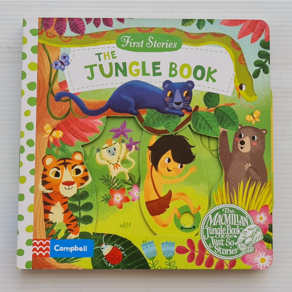 The Jungle Book (First Stories: push pull slide board book) เหมาะสำหรับ 1+ กระดาษแข็งหนาทุกหน้า