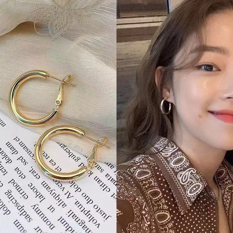 ส่งด่วน🔥ต่างหูห่วงสีทอง ตุ้มหู ต่างหูทอง สไตล์มินิมอลใส่ทำงานได้ ER114