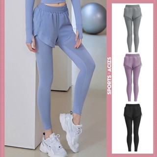 mvp sport กางเกงกีฬาผู้หญิง กางเกงรัดรูป 2-in-1 มีซับใน กระเ…