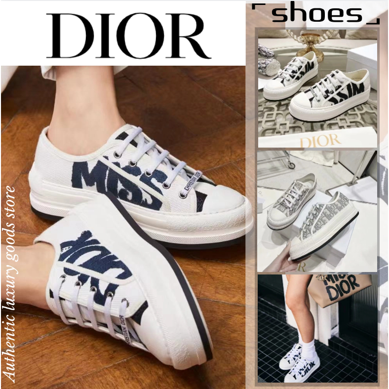 รองเท้าแตะดิออร์ใหม่🍒DIOR Walk'n'Dior Platform Sneaker🍒รองเท้าผ้าใบชั้นต่ำ