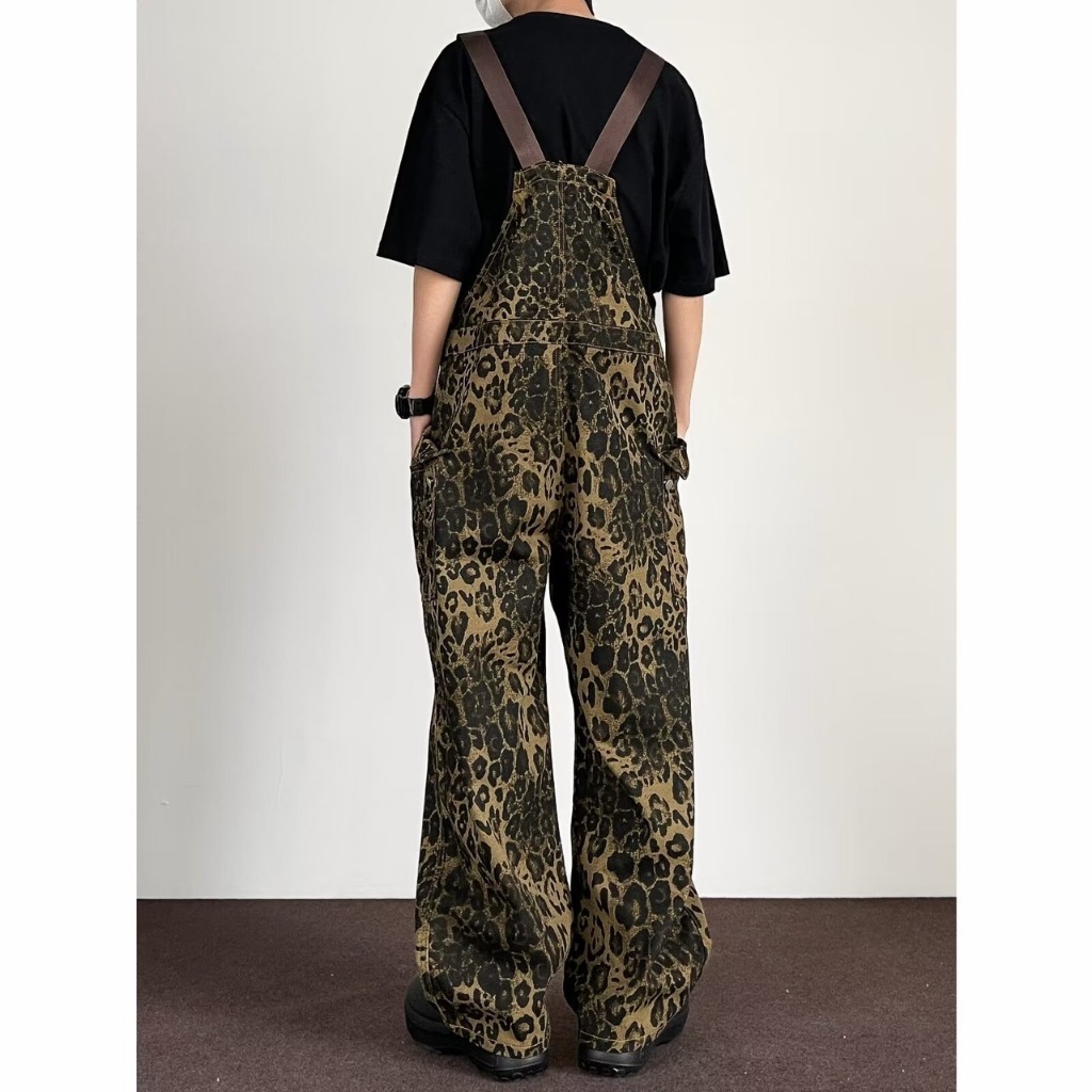 ชุดเอี๊ยมกางเกงยีนส์ยาวลายเสือ ทรงคาร์โก้ ผ้ายีนส์ไม่ยืด Size S-3XL ใส่ได้ทั้งผู้หญิงและผู้ชาย - รูปที่ 5