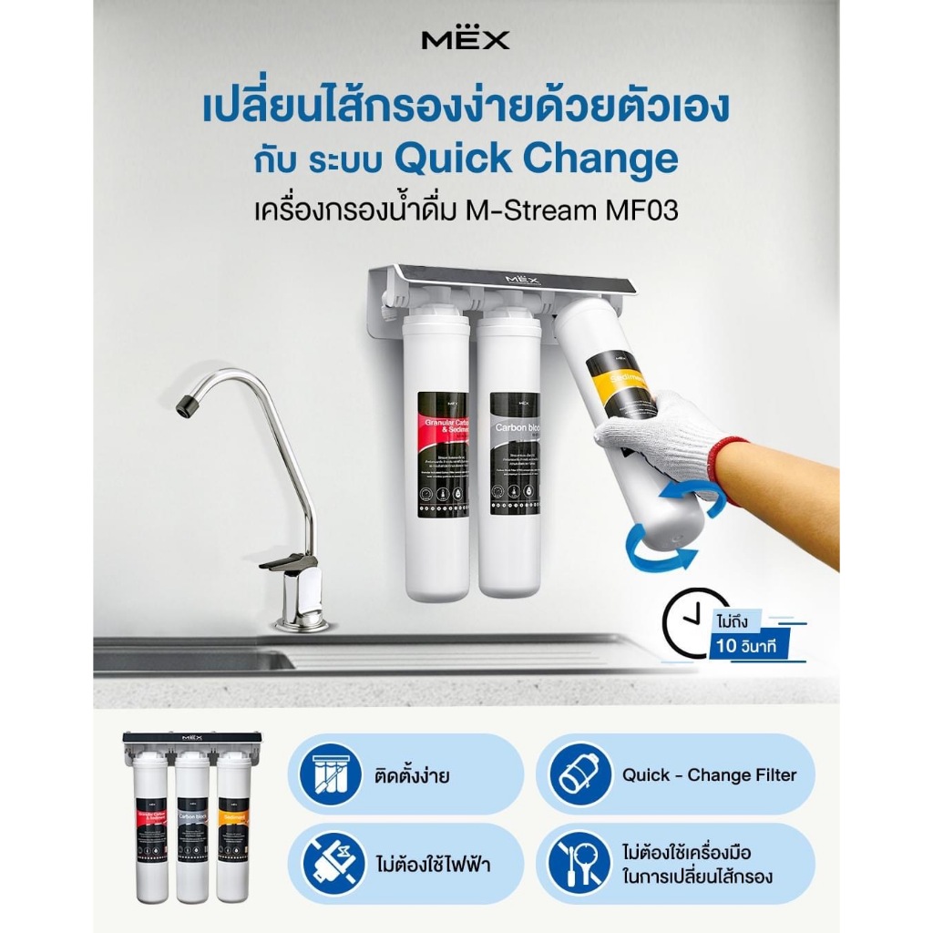 MEX รุ่น M-Stream MF-03 : เครื่องกรองน้ำดื่มระบบ MF 1 ไมครอน - รูปที่ 6