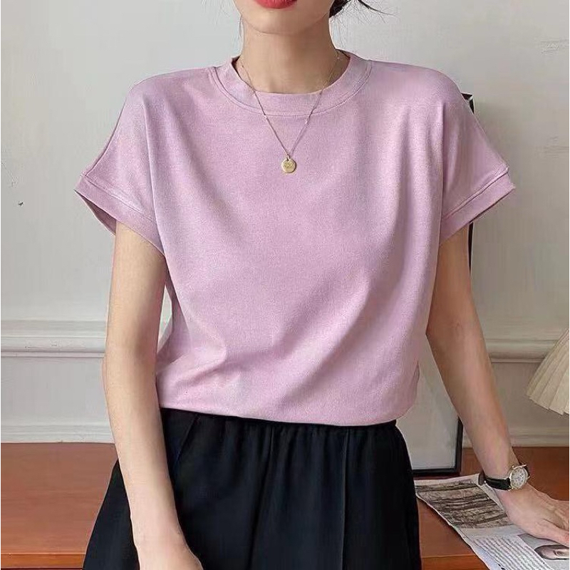 เสื้อคอกลม ผ้าCOTTON เกาหลี ผ้านิ่มมาก ฟรีไซส์ อก34-48“