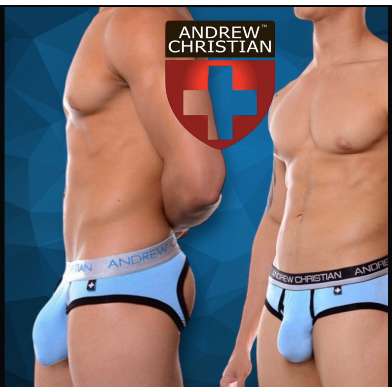 กางเกงในชาย แอนดรู จ้อค สีฟ้าเงินขอบเงิน size XS,S,M,L,XL
