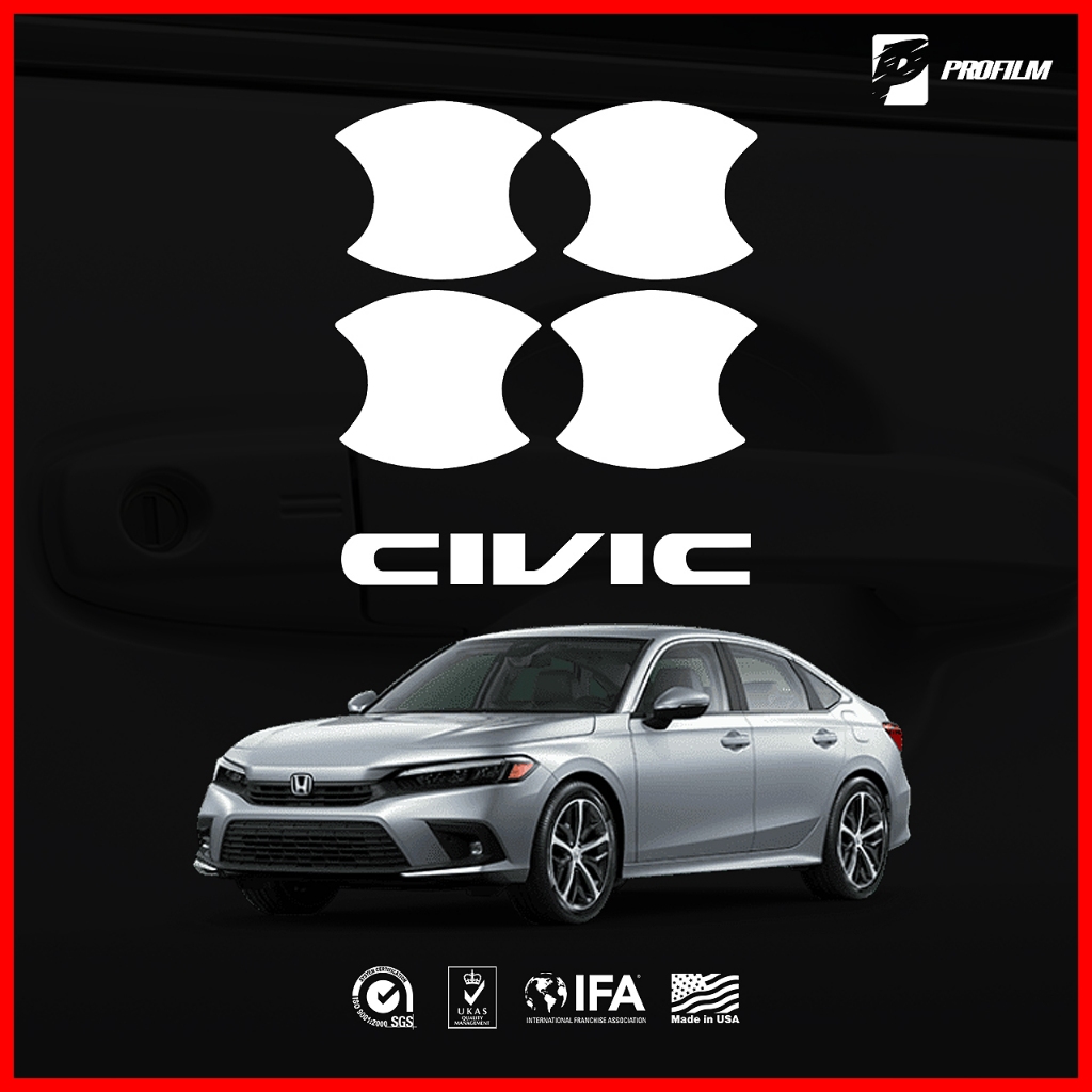 ฟิล์มใสกันรอยเบ้ามือประตูรถยนต์ Honda Civic (ฟิล์ม TPU รับประกัน 5 ปี)