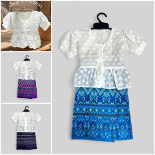 ชุดไทยประยุกต์ผ้าถุงสำหรับเด็กน้อยน่ารักมาก เนื้อผ้าเกรดพรีเ…